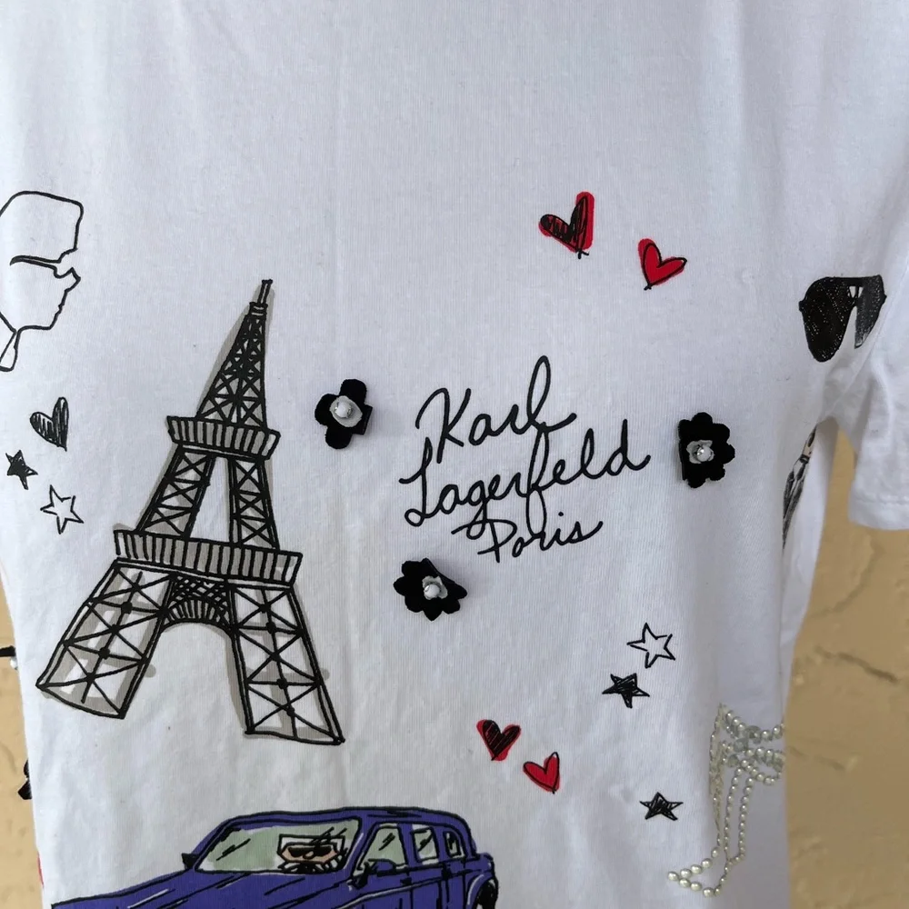 Karl Lagerfeld White Crewneck Tee - Picture 3 of 6
